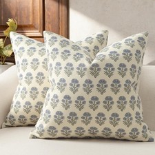 Farmhouse Floral Pillow Covers 18x18 Set of 2, Country Botanical Throw Pillow...
