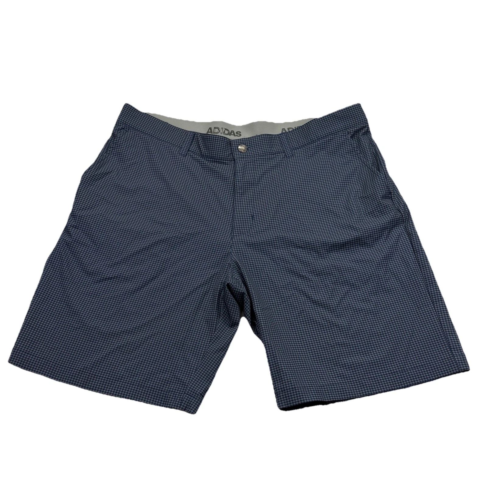 Adidas Shorts Mens 36 Blue Check Stretch Waist Performance Golf Short