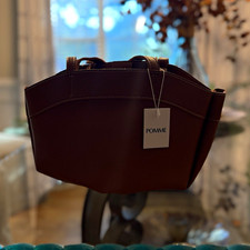 POMME Brown Solid Tote Magnetic Closure Doubl...