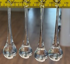 4 TEARDROP CLEAR GLASS CRYSTAL LONG DROP CHANDELIER LAMP PRISMS 3 1/4"
