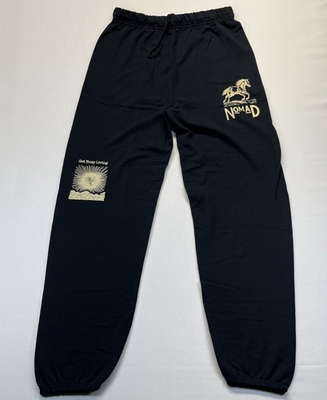 #ad #ad Nomad Black Sweatpants Men’s Size L Drawstring Waist Gold Graphic $24.99