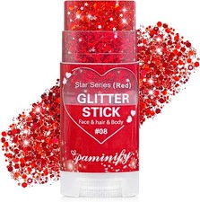 Red Body Glitter Stick for Face and Hair, Waterproof, Fine and Chunky Sequins