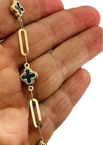 "Pulsera de flores con clip de oro de 14k de 7""" - Imagen 4 de 5