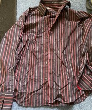 Men’s Matalan Jeff Banks Black Red Stripe Shirt Size Small S