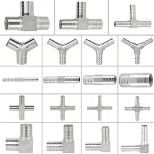 304 Stainless Straight/L/T/Y/Cross-Shaped Barbed Hose Joiner Splitter Connector