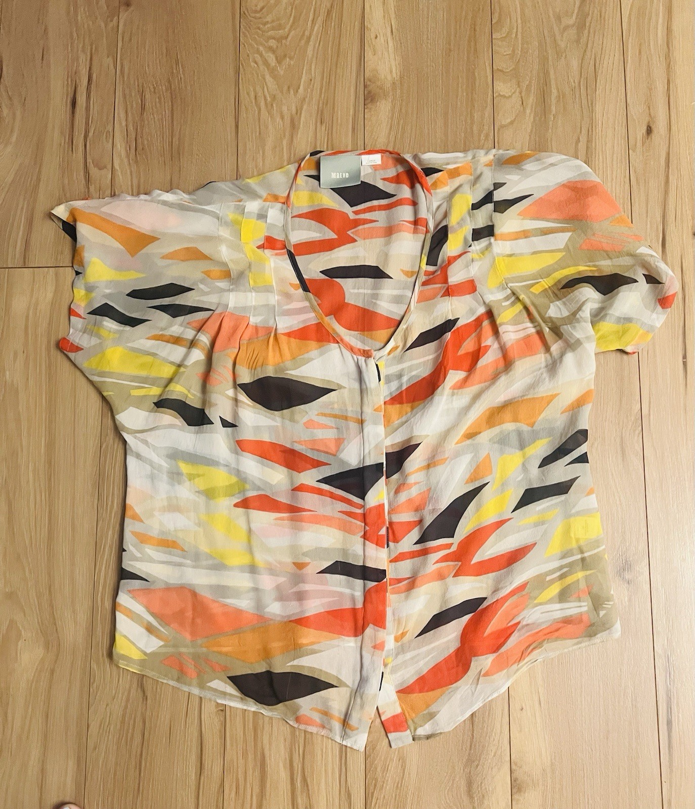 Bold Abstract Patterned Button-Up Blouse - image 1