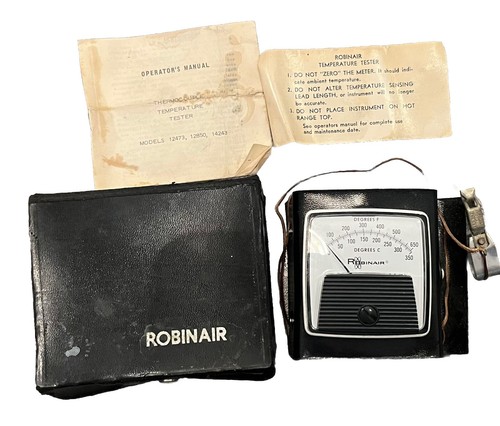 Vintage GE Robinair elektronischer Ofentemperaturtester Thermometer mit Lederetui +