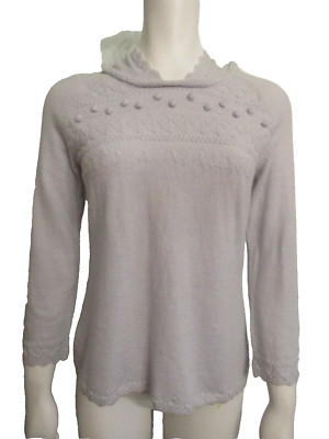 Anthropologie MOTH Fancy Knit Wool Hoodie Pull Over Sweater Top Pale Blue Size S