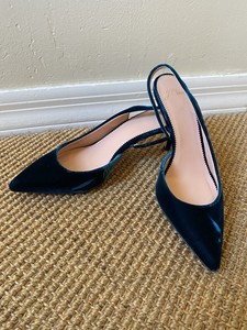 green velvet kitten heels