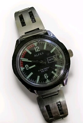 VINTAGE ALFEX DIVER SWISS MADE MECHANICAL WRISTWATCH | eBay