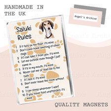 SALUKI RULES ✳ FUNNY DOG QUOTE ✳ LARGE FRIDGE MAGNET ✳ NOVELTY GIFT