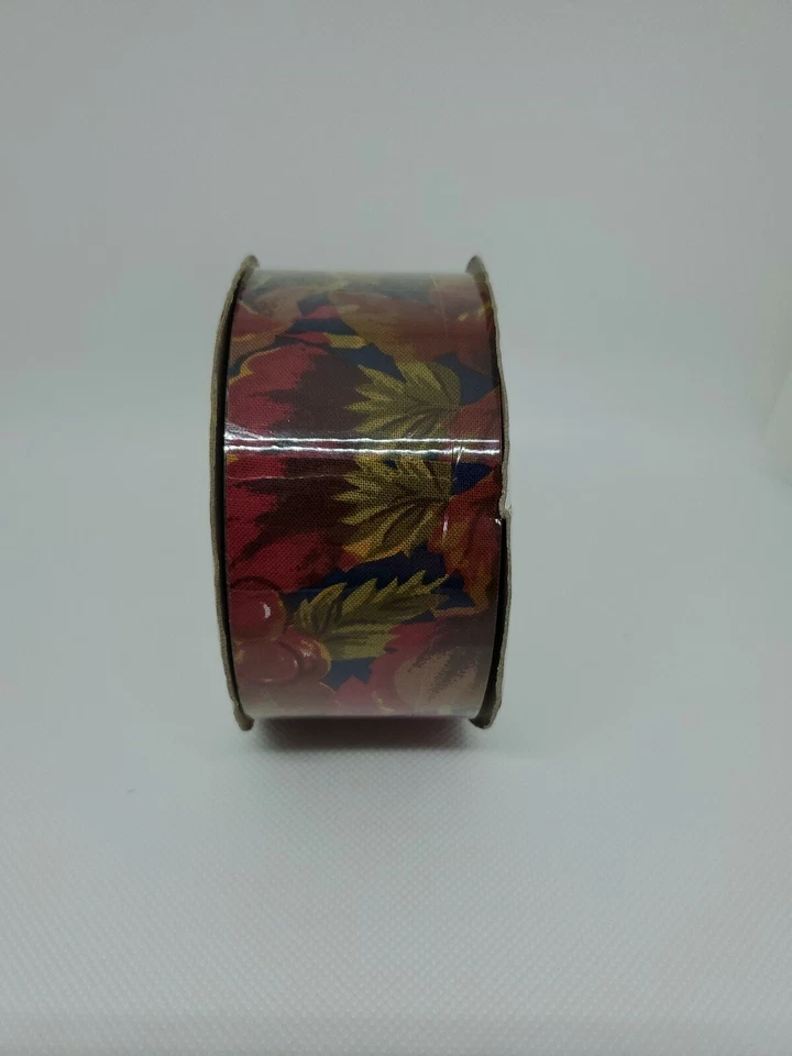 Fabric Ribbon 25 Yards x 2"Wide Brown Red Green Blue Floral Wreath Bow Craft New - Image 3 of 4