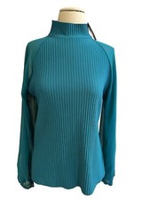 Marc New York Women's Size Small Teal* Long Sheer Sleeve Blouse Turtle Neck NEW