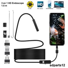 Caméra Endoscopique LED Étanche Inspection Câble Flexible 1.5m USB-C Android PC