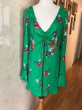 Free People Green Floral Mini Dress Size M