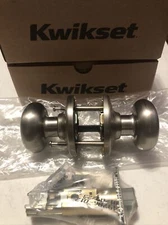 (Lot Of 2) Kwikset 97200-827 Kwikset Hancock Hall/Closet Knob in Satin Nickel