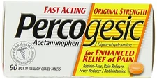 Percogesic Fast Acting Pain Reliever 325mg 90 coated tabs __