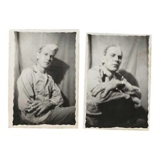 Vintage Snapshot Photo Lot Man Smoking Uniform Military Soldier Portrait B W