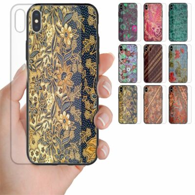 For Samsung Galaxy Series - Batik Print Tempered Glass Back Case Phone Cover #1