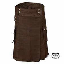 Chocolate Brown Men Fashion Sport Utility Kilt Deluxe Kilt Adjustable Sizes
