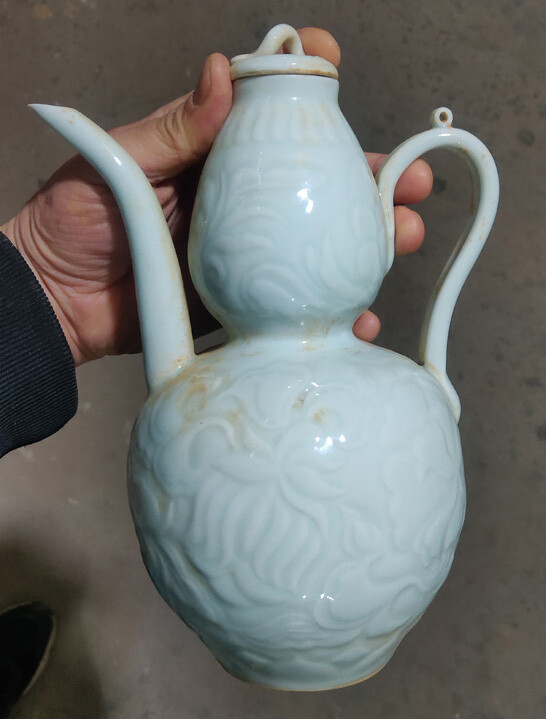 Olla de vino calabaza de 8,7" colección canción china campo campo de porcelana lago rama flor rama calabaza