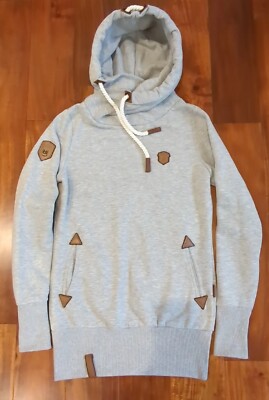 Naketano Hoodie Womens Gray Cowl Neck Long Sleeve Pullover Sweatshirt Size Small