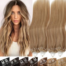 THICK 200PCS Micro Loop Ring 100 Remy Human Hair Extensions Tips Beads ASP 100G