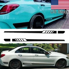 Black Side Skirt Racing Stripes Vinyl Decal Sticker For Mercedes A C E S CLA CLS