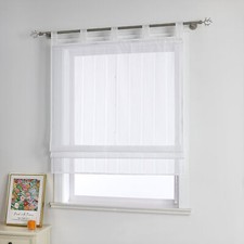 Raffrollos Transparent Streifen Raffgardinen mit Schlaufen Küchengardine Modern
