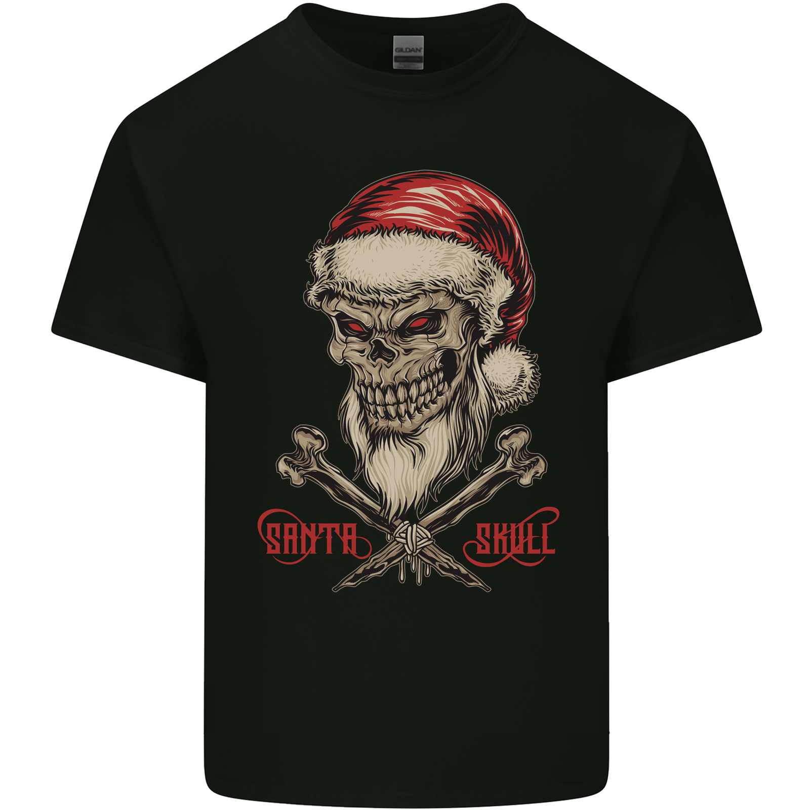 Christmas Santa Skull Heavy Metal Biker Xmas Mens Cotton T-Shirt Tee Top