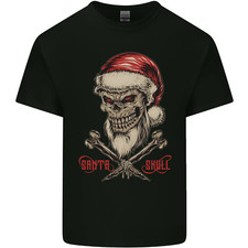 Christmas Santa Skull Heavy Metal Biker Xmas Mens Cotton T-Shirt Tee Top