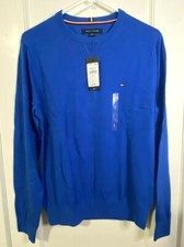 NWT Tommy Hilfiger Men's Pullover Sweater 100 Cotton Crew Neck S Blue