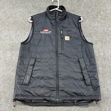 Carhartt Vest Mens M Black Grey Puffer Quilted Workwear Full Zip Gilliam Nylon