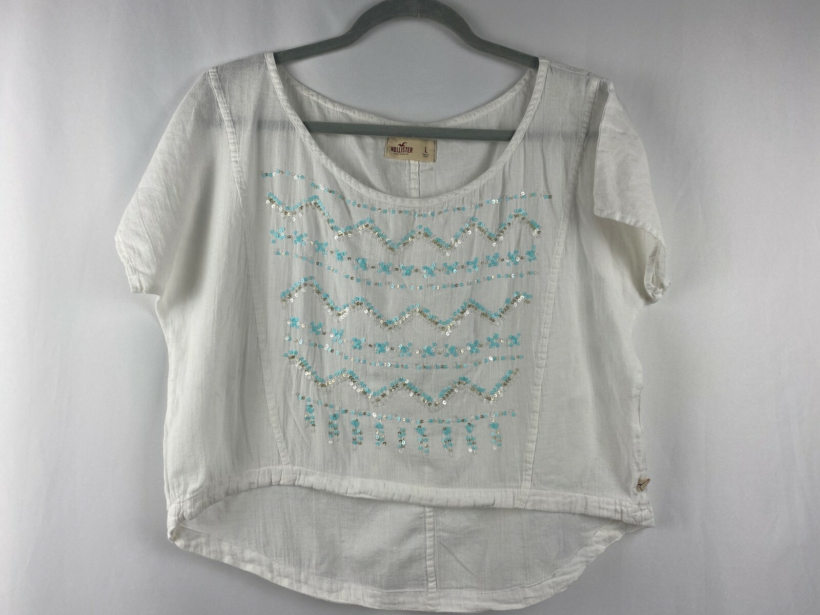 Tops for Women Hollister L White Boat Neck Crop