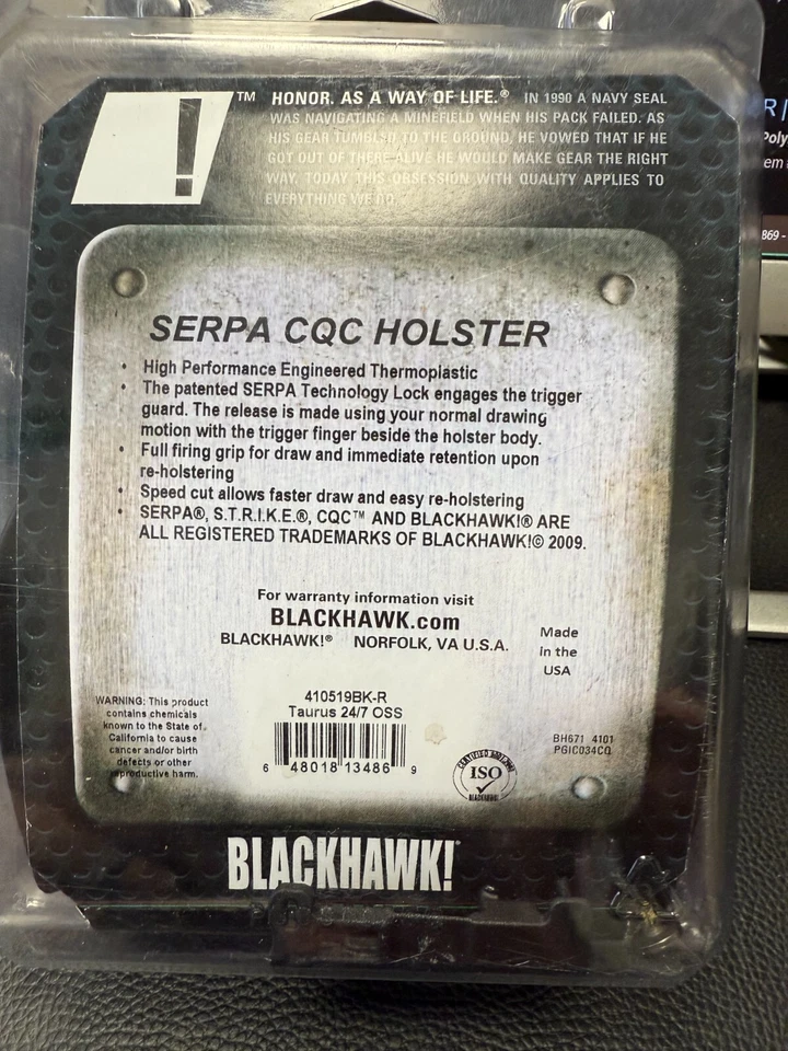 Blackhawk Serpa CQC Holster Taurus 24/7 OSS Pistols 9/40 Right Hand 410519BK R - Image 2 of 2