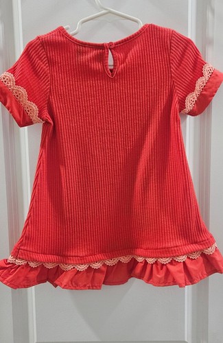 Rare Editions Girls 5 Short Sleeve Ruffle orange top with applique - Picture 4 of 4