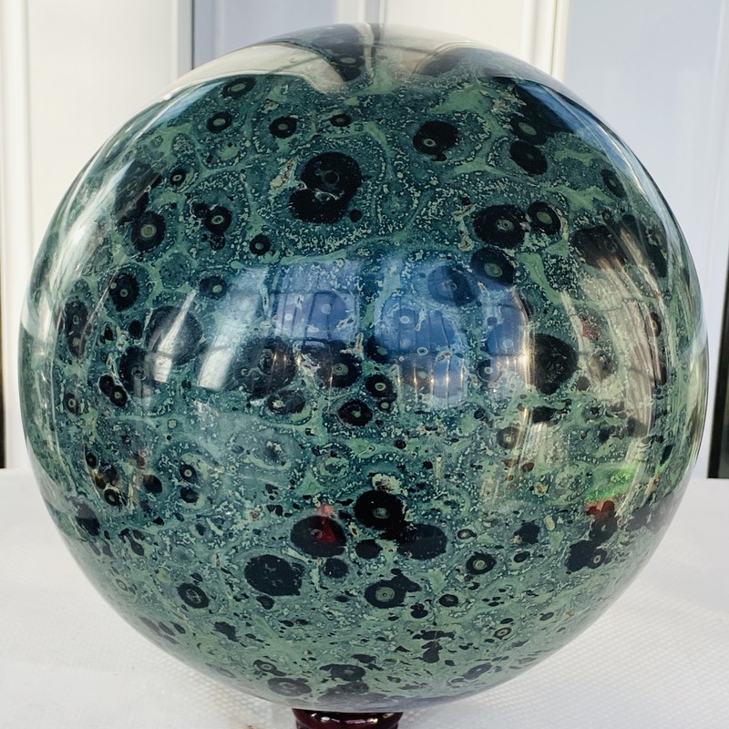 9660G Natural Eye Green Kambaba Jasper Stromatolite Crystal Sphere Ball