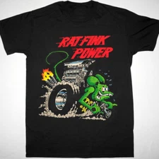 Ed Roth Rat Fink Power Short Sleeve Black All Size Unisex T-Shirt