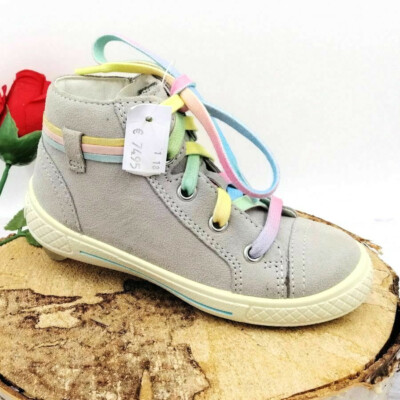 SUPERFIT TENSY Gr. 26, Mädchen Kinder High-Top Boot hoher Sneaker Leder Grau NEU