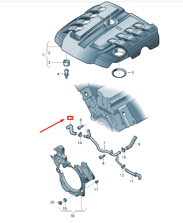 Tuyau d'aération neuf pour VW TOUAREG 7P MK2 057103237K ORIGINAL