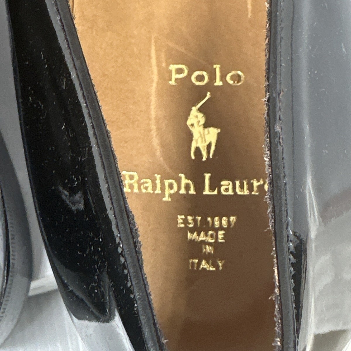 Polo Ralph Lauren Black patent Shoes black US 13 D Made In Italy