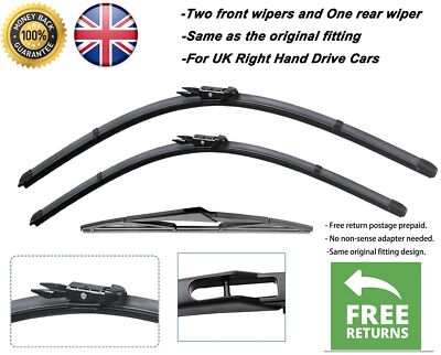 For Vauxhall Corsa 2014-2019 Front and Rear Windscreen Wipers 26''16''12''