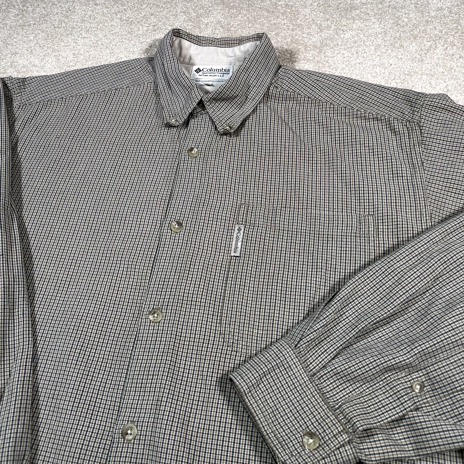 Columbia Shirt Men Large Brown Button Down Fishing Outdoors Pockets Hike USA