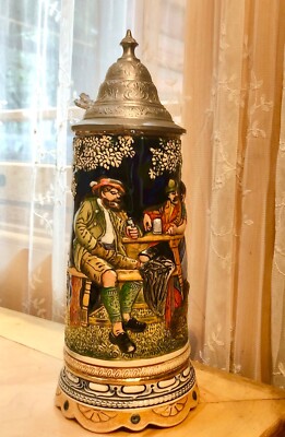 Vintage Thorens Music Box Switzerland Beer Stein (German) 10.5