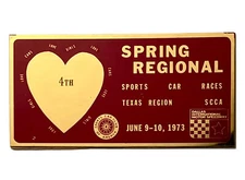 Spring Regional Races Dallas Motor Speedway 1973 Dash Plaque Plate Texas SCCA