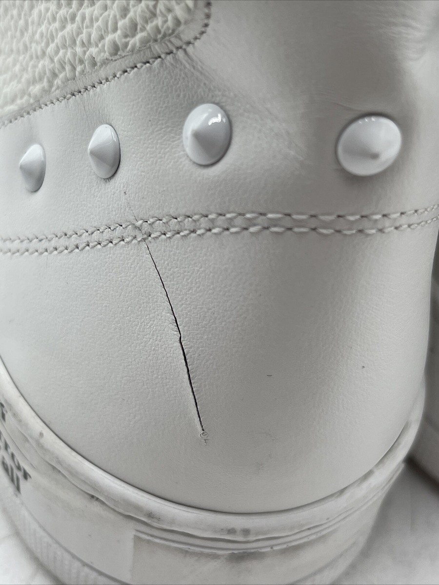 John Galliano Leather Studded Accents Sneakers White Size 42