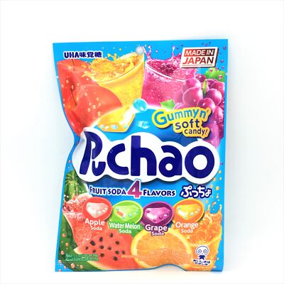Uha Puchao Chewy Candy Fruit Soda 4 Flavor-Apple Water Melon+Grape