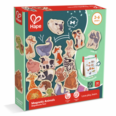 Hape E2002 Magnetische Tiere Kindermagnete 30 Teile Holz