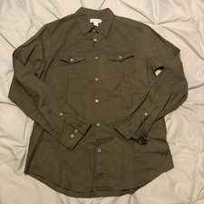 Calvin Klein Casual Long-Sleeve Button-Down Shirt Mens M Green