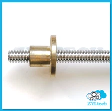 10mm T10x2 Stainless Steel Trapezoidal ACME Lead Screw w/ Brass Nut 200 300 400